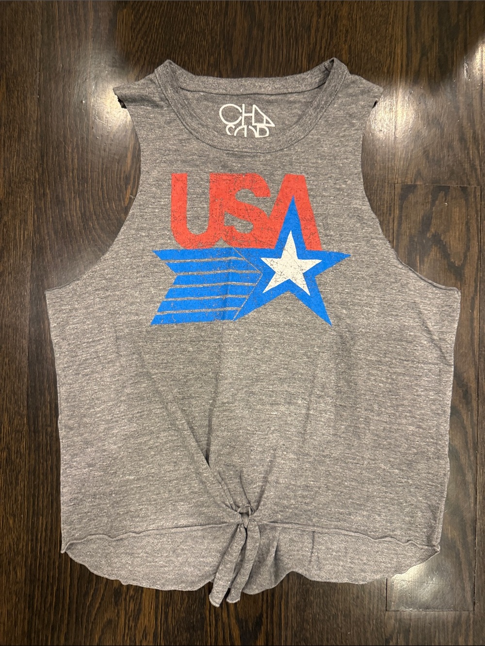 Chaser Gray Tank Top with Red & Blue USA Graphic